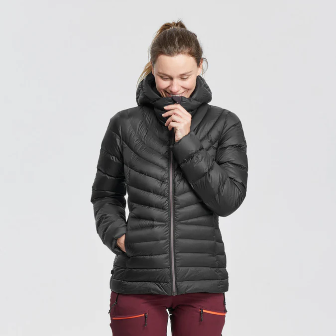 Decathlon Forclaz - Jaqueta puffer feminina com capuz Forclaz MT500
