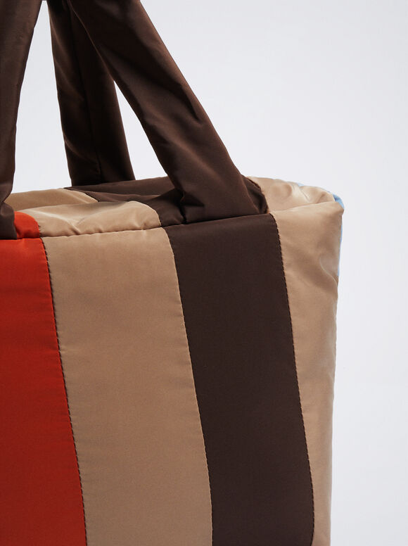 Bolsa Shopper com Blocos de Cores Acolchoadas - Multicolorida