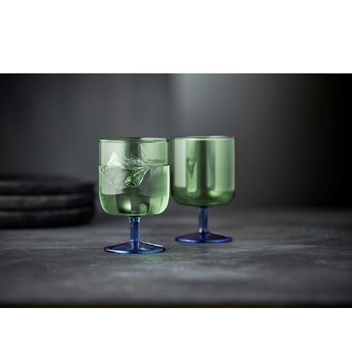 Lyngby Glas Torino 2-pak Vinglas, Grøn/ Blå, 30 cl