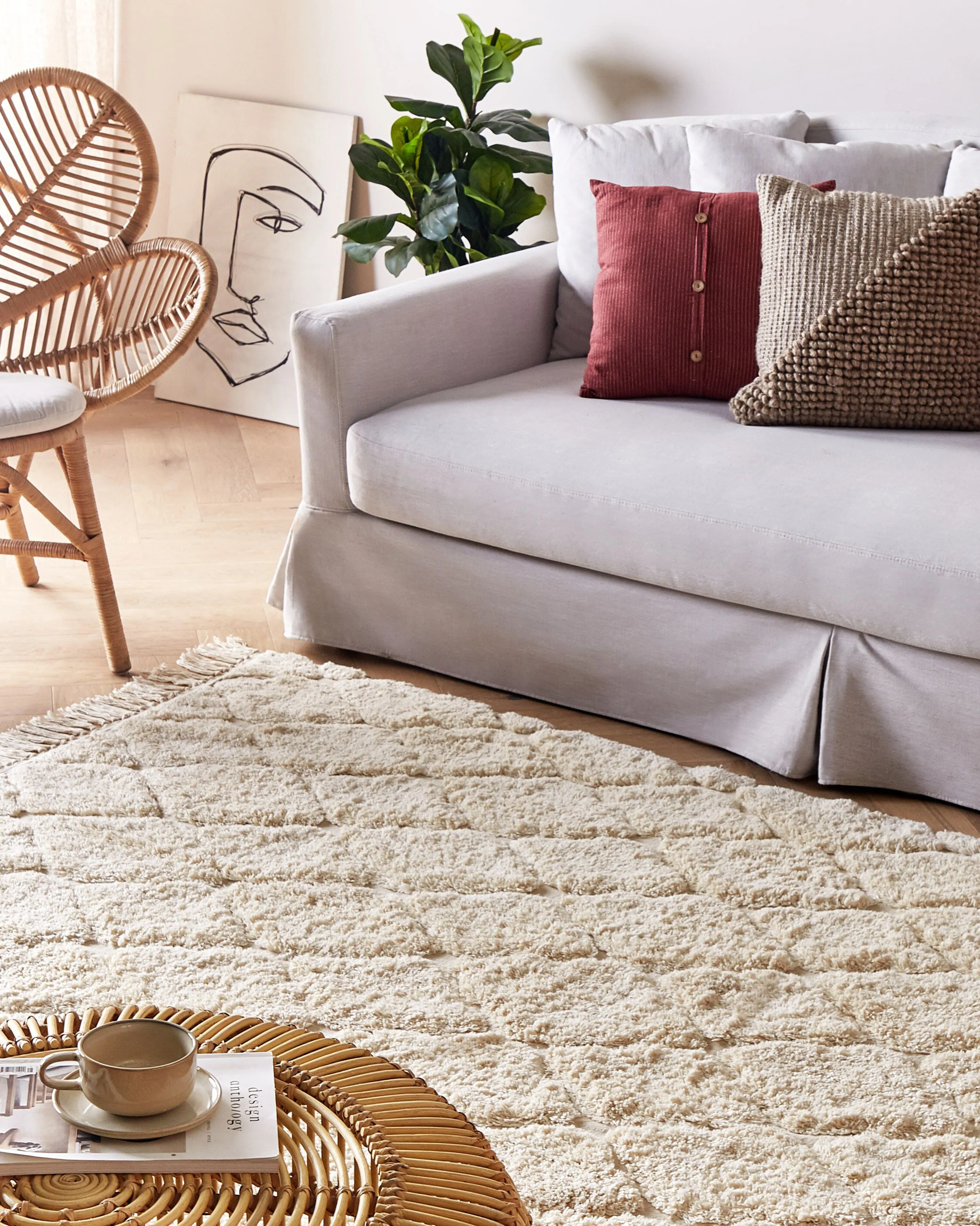 Vloerkleed SILCHAR Beige 160 x 230 cm Katoen