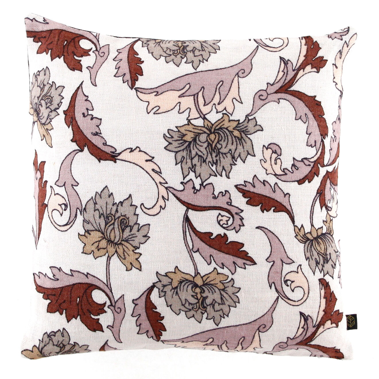 Haomy Housse de coussin en Lin & Coton Block Print Sabhar ivoire - 45x45 cm