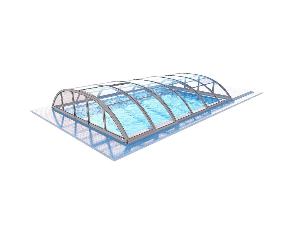 Abri de piscine horizon pour les modèles 5x3 m - bas86, bas786 - polycarbonate massif 3 mm - couleur ral7037 gris