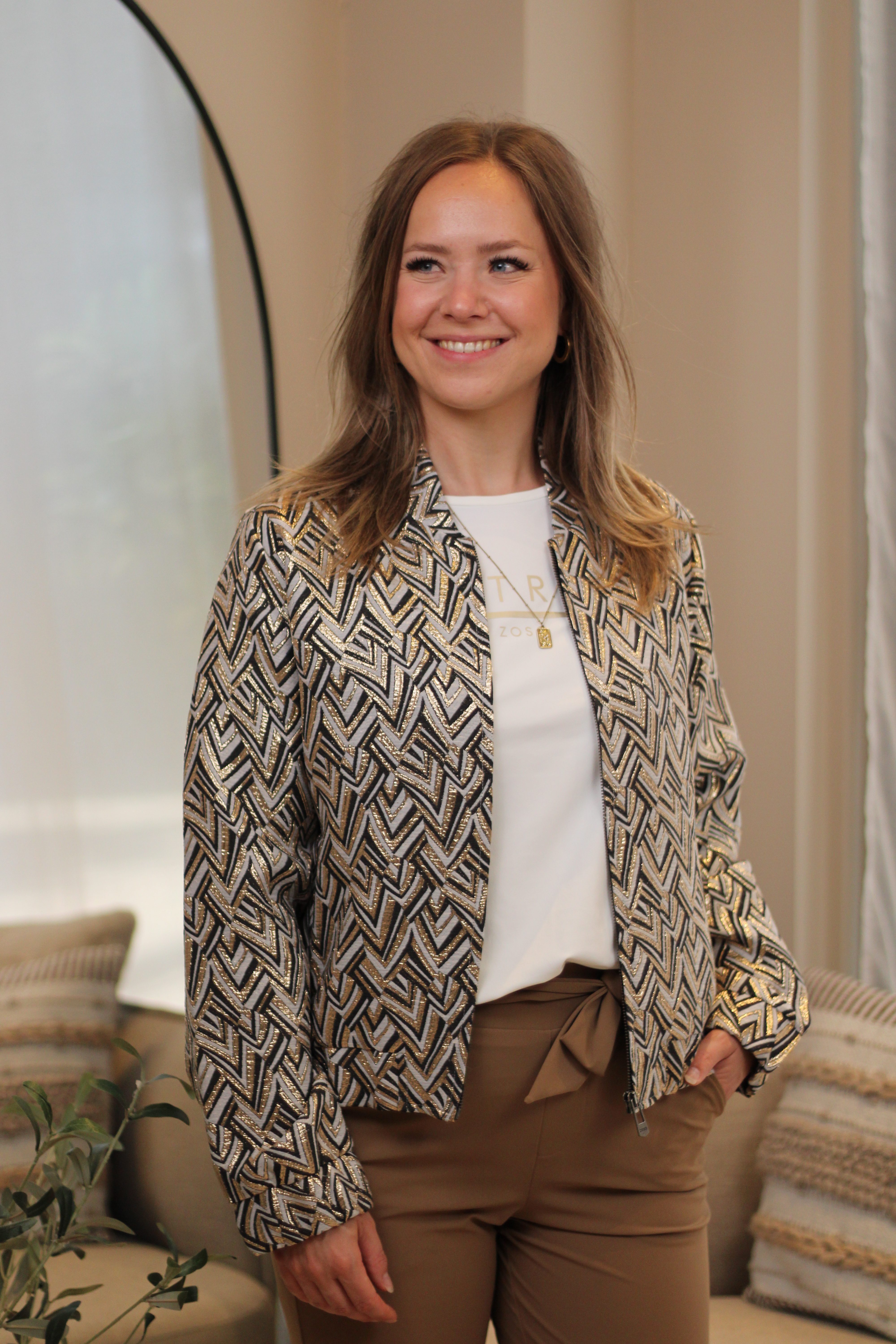 Zoso - Bowie Fancy Jacquard Jacket - Off White/Gold