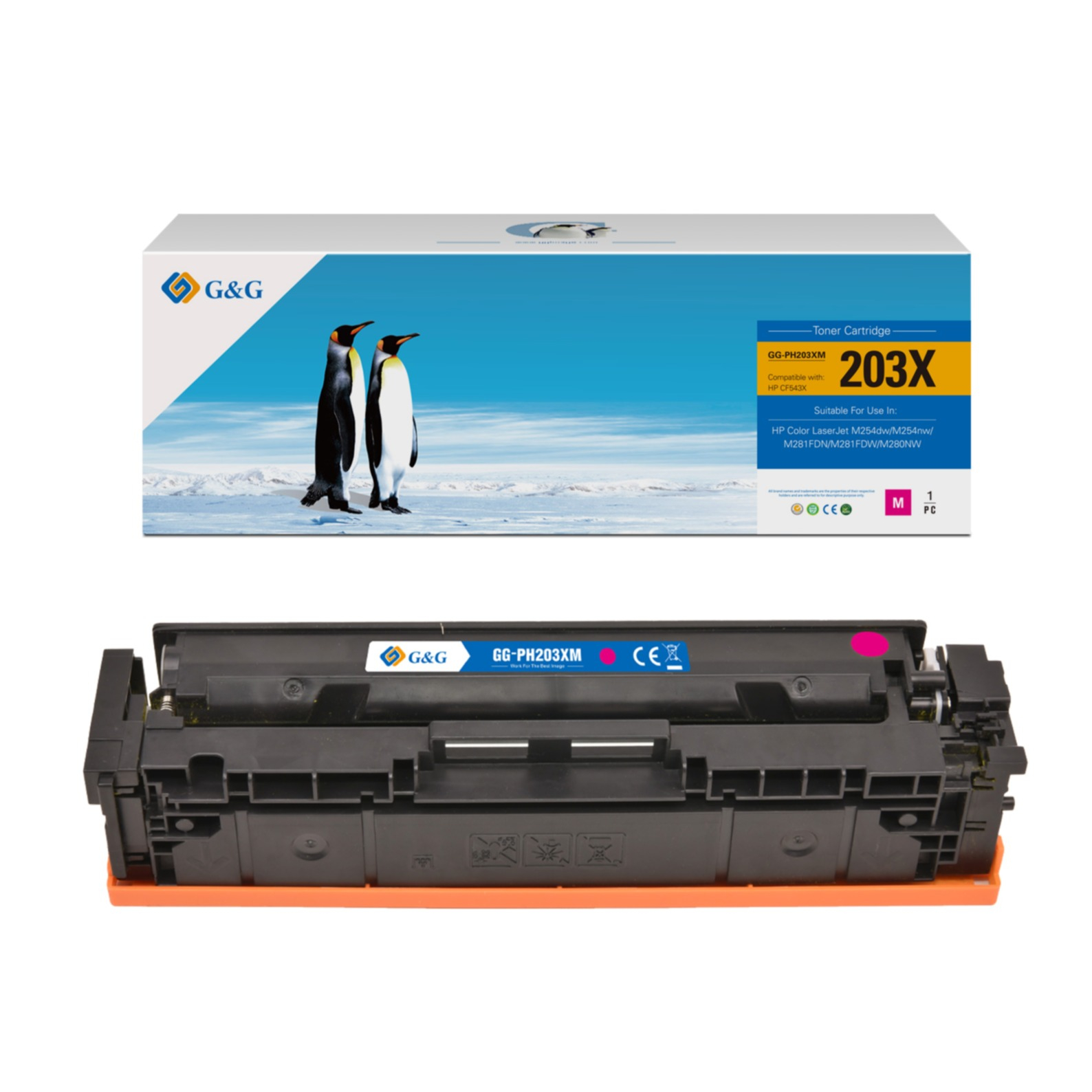 Ersetzt HP 203X / 203A Laser Toner Drucker Printer Tonerpatrone (3200 Seiten) - Rot