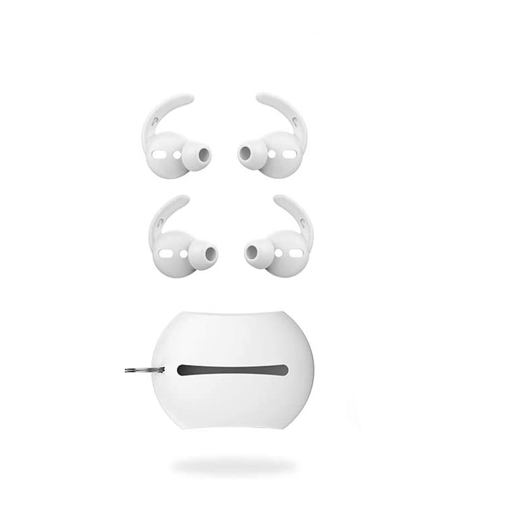 (3-tlg. Set) AirPods (1. & 2. Generation) / Earpods Silikon Ohrbügel Haken Halterung - Weiss