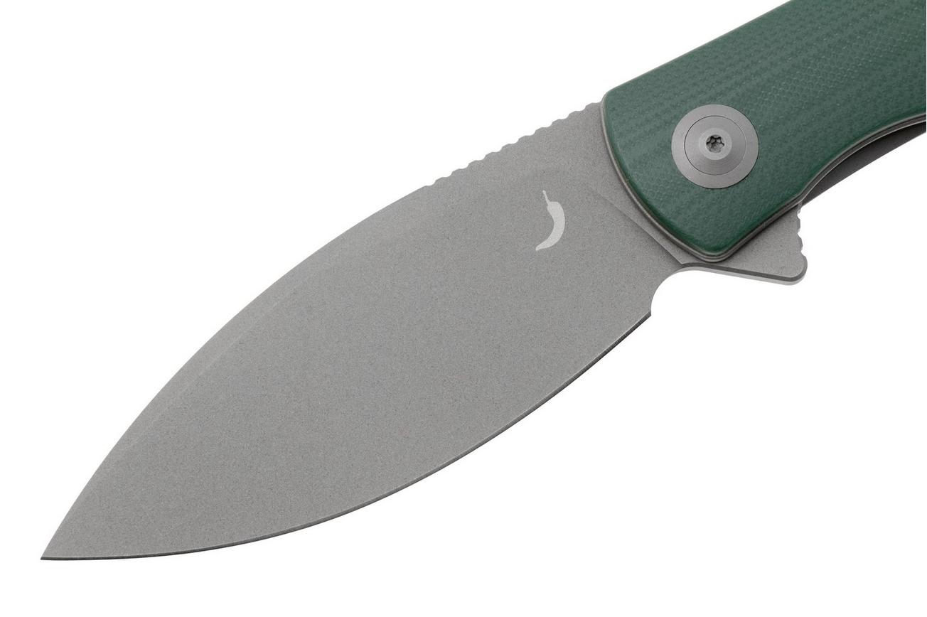 Trollsky Knives Mandu XL MT007-XL Dark Bead Blast D2, Green G10 zakmes