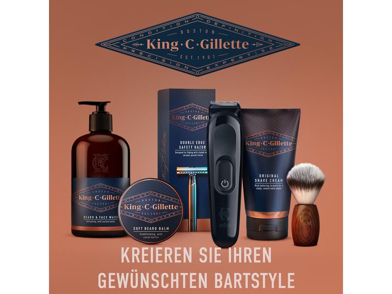 King C. Gillette Rasierpinsel 1 Stück Rasierpinsel für Herren mit weichen Borsten und Holzgriff