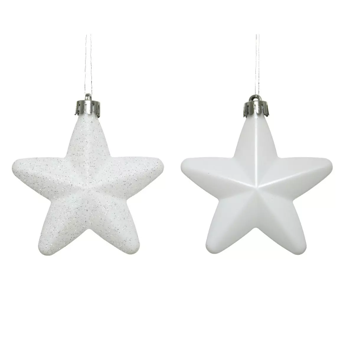 Lot de 6 étoiles de Noël à  suspendre (H7 cm) Alpine Blanc