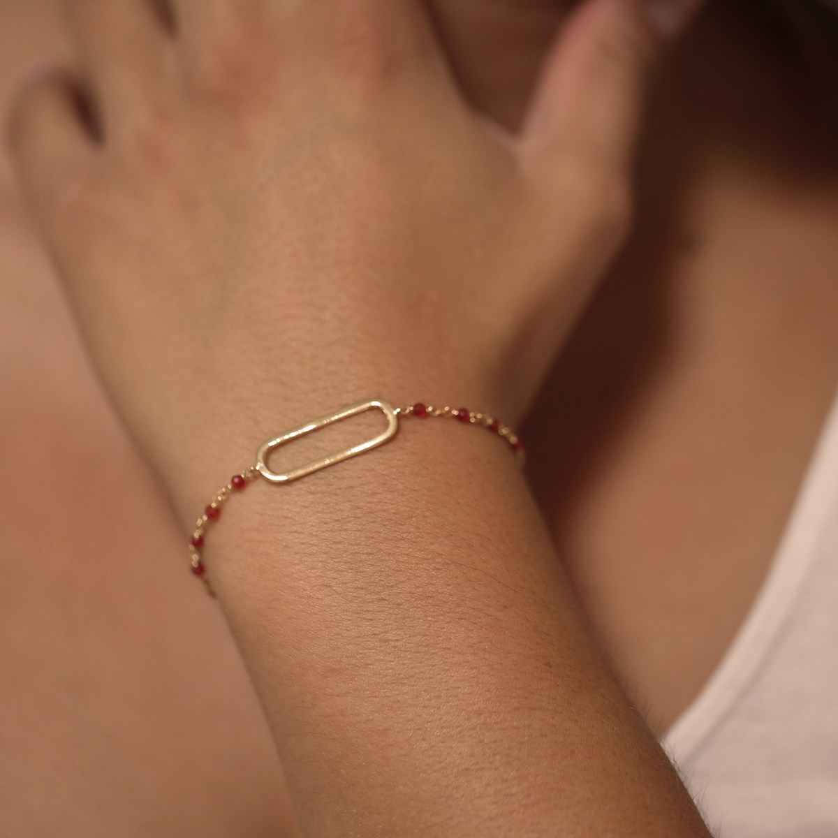 Bracelet En Argent Doré Lingot Pierres Turquoise