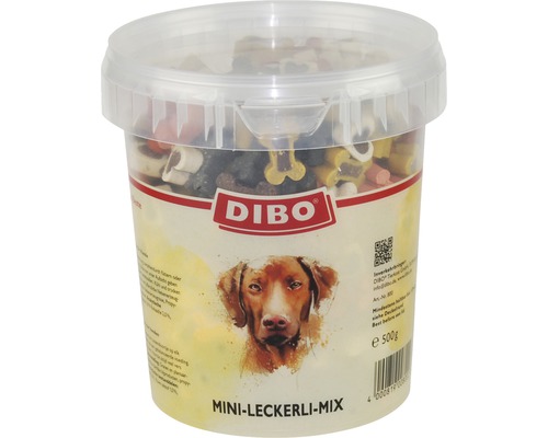 DIBO® Mini Treat Mix hondensnacks in een hersluitbare emmer van 500 g