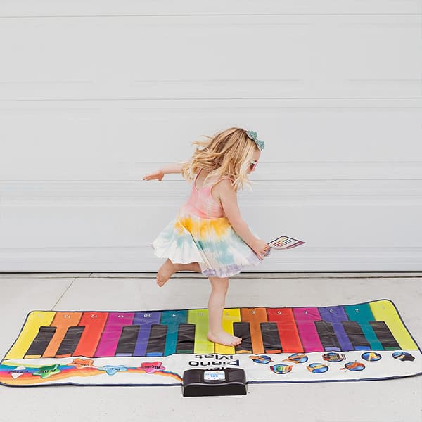XXL dansemattepiano - 180 cm interaktiv lekematte med 8 instrumentlyder og opptaksfunksjon