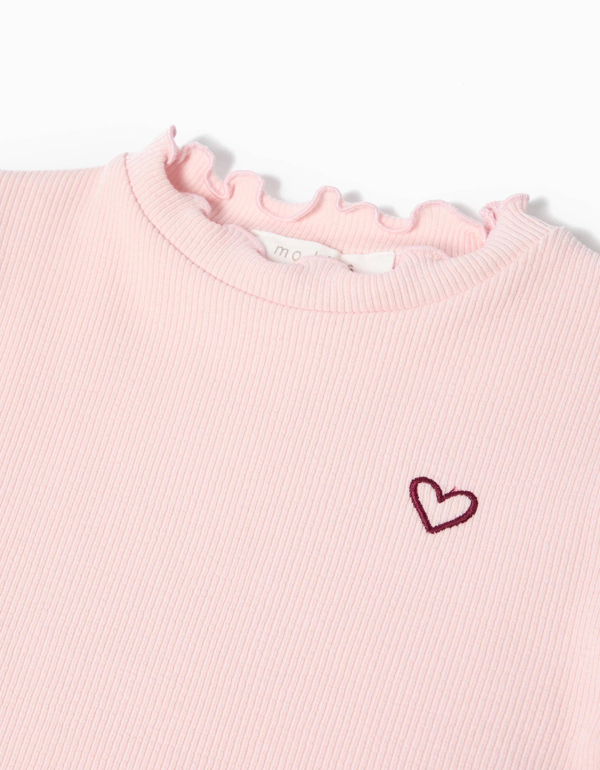 T-shirt de Manga Comprida, Menina, Rosa Claro