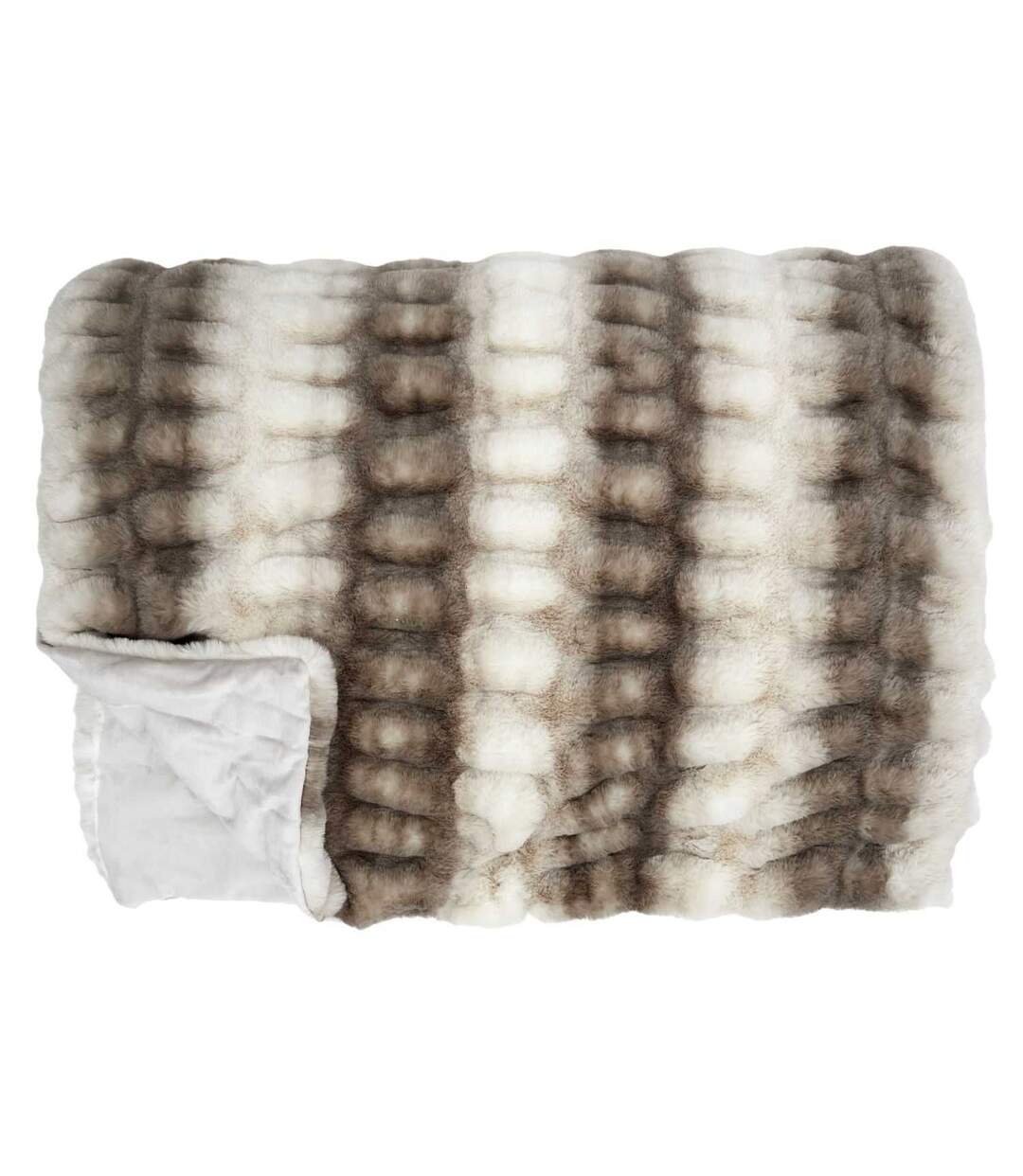 Plaid imitation fourrure - 200x140cm - Marron et Beige