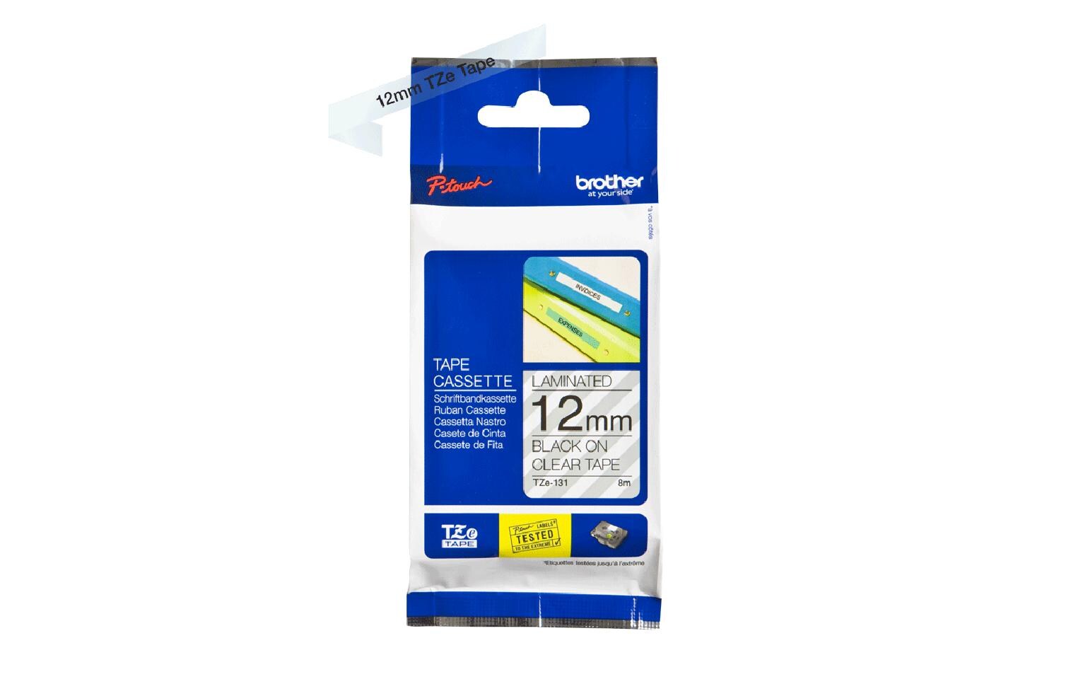 Beschriftungsband TZe-131 Schwarz auf Transparent12 mm-Beschriftungsband für Etikettendrucker
