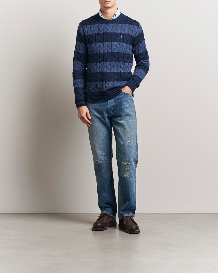 Polo Ralph Lauren Striped Cotton Sweater Navy Combo