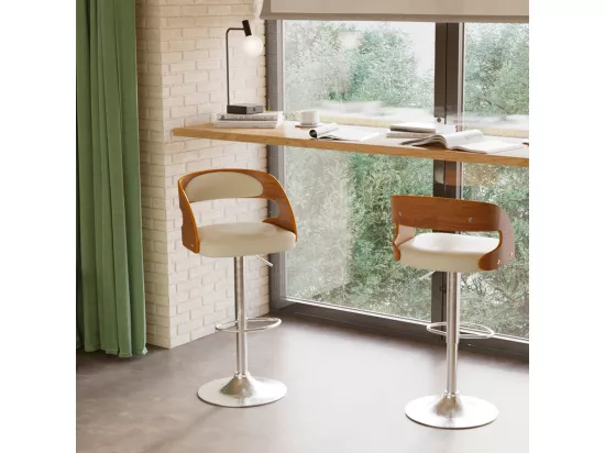 Chaise de bar réglable 62/84 cm en cuir synthétique blanc - Louis