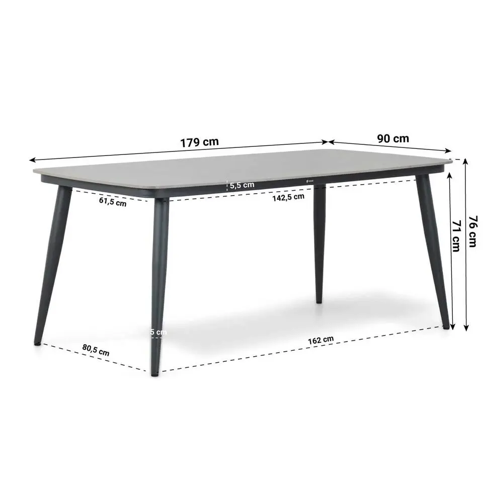 Tuinset 4 personen 180 cm Aluminium/wicker Taupe Coco Nathan/Vienna