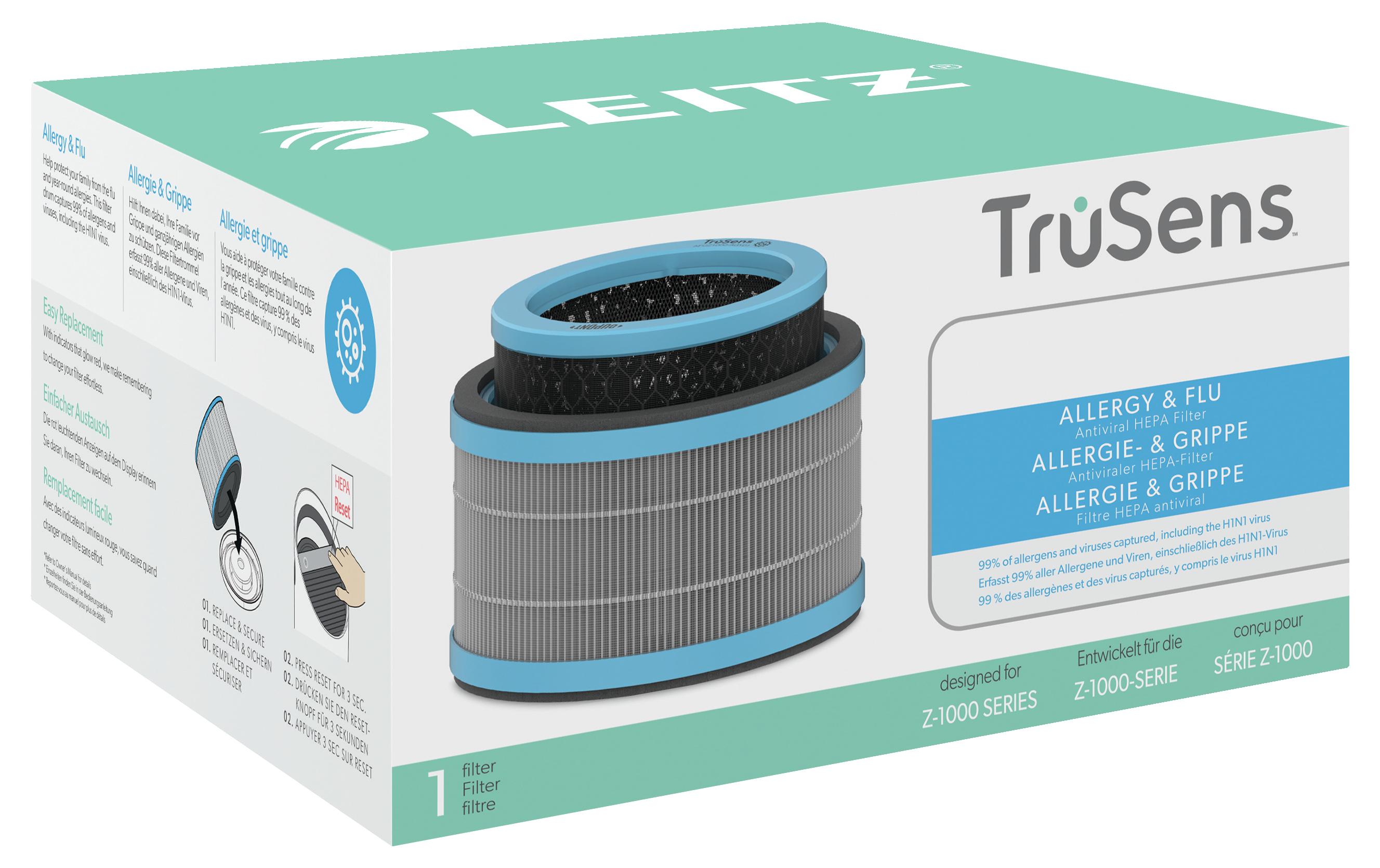 HEPA-Filter TruSens Allergie & Grippe 1 Stück3-in-1 HEPA Filtertrommel kompatibel mit Leitz TruSens Z-1000
