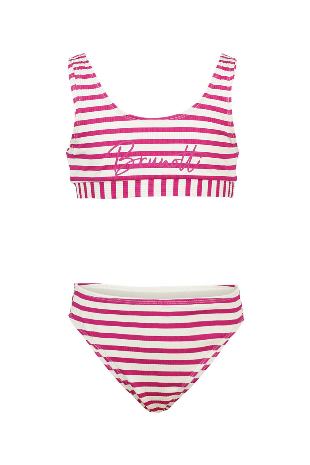 crop bikini Lunina met ribstructuur roze/wit