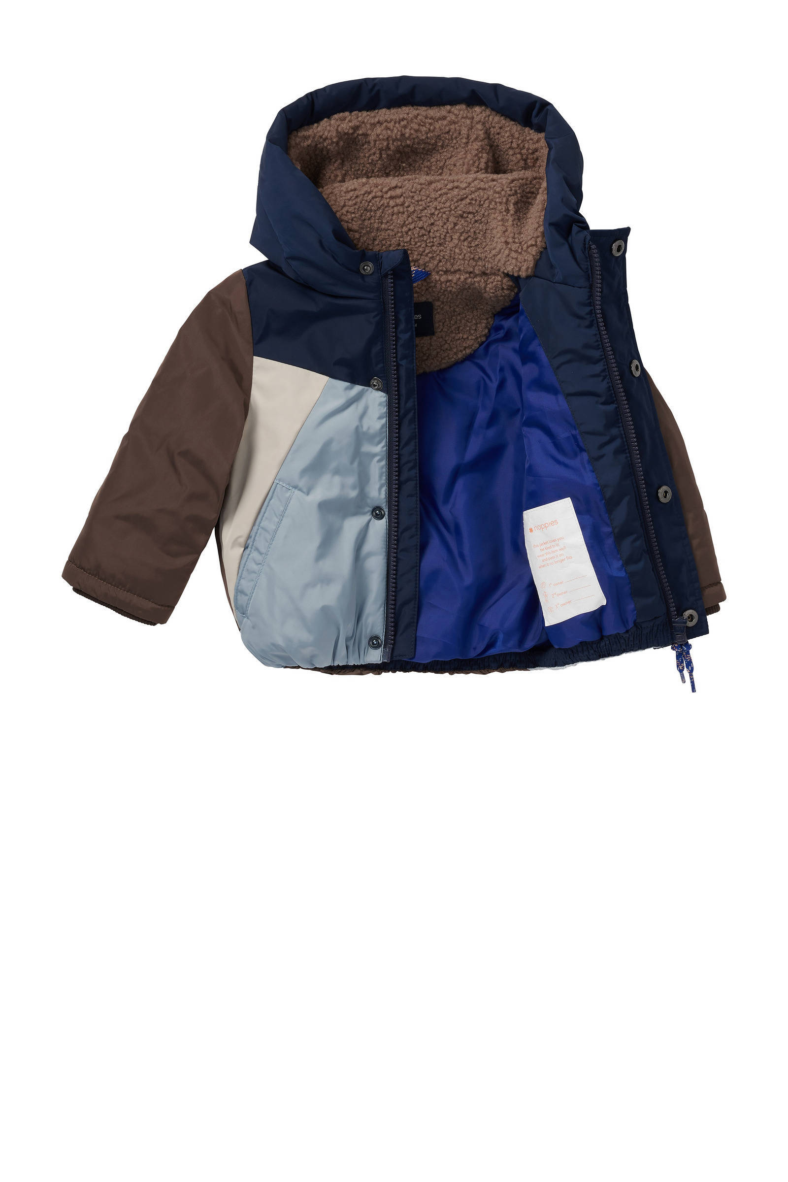 Noppies winterjas bruin/blauw/wit