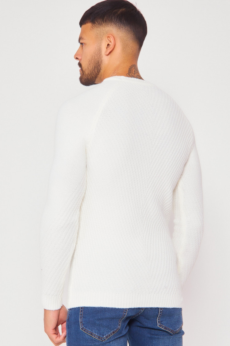 Pull en maille blanc cassé