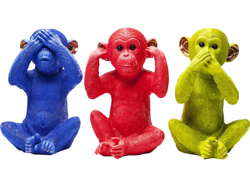 Kare Spardose Monkey Mizaru Blau Tier-Sparkasse