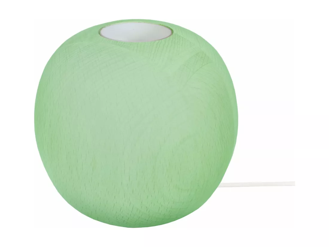 Pied de lampe globe bois vert 10 cm.
