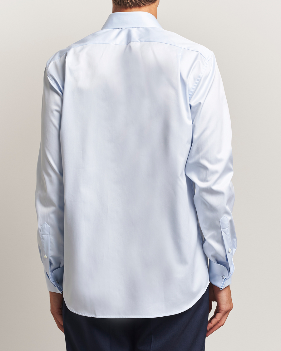 Stenströms Regular Fit Cotton Twill Double Cuff Shirt Blue