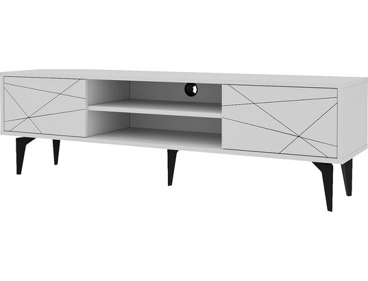 CONCEPT1 - Meuble TV Brendon blanc 160 x 29,6 x h48,2 cm