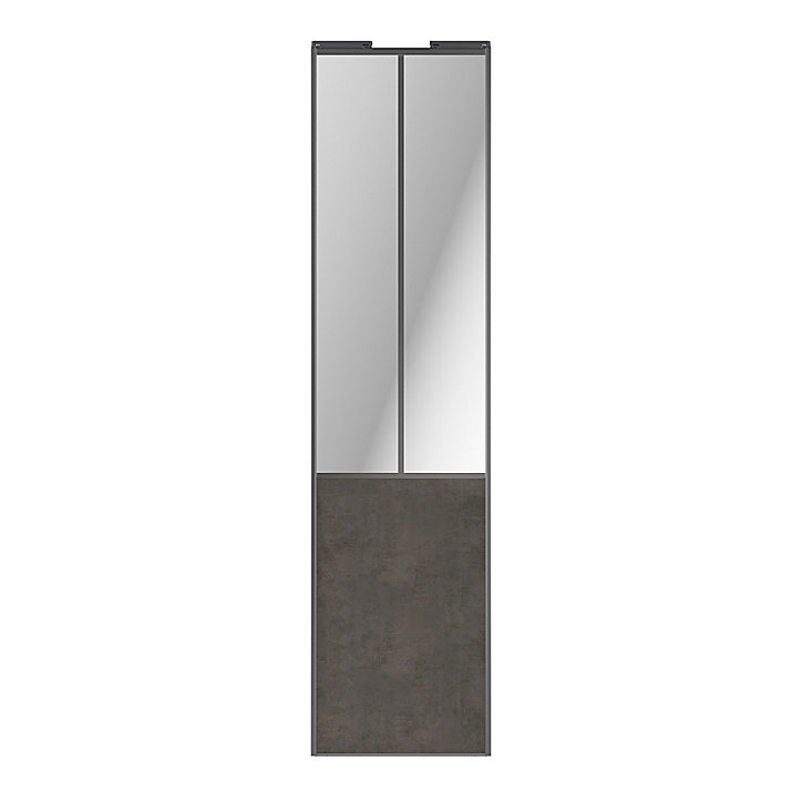 Porte de placard coulissante atelier gris antique profil gris GoodHome Arius H. 248,5 x L. 61.2 cm + amortisseurs