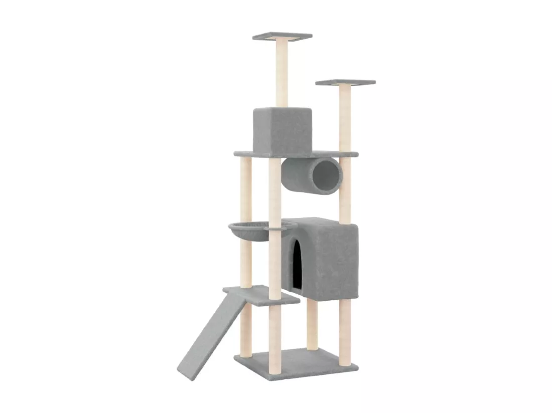 Arbre à chat avec griffoirs en sisal Gris clair 168 cm