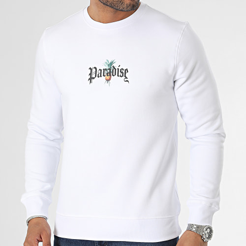 Sweat Crewneck Paradise Parrot Blanc