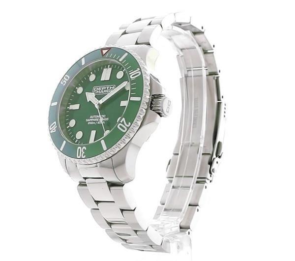 Depth Charge Stainless Steel Green Dial Dive Watch