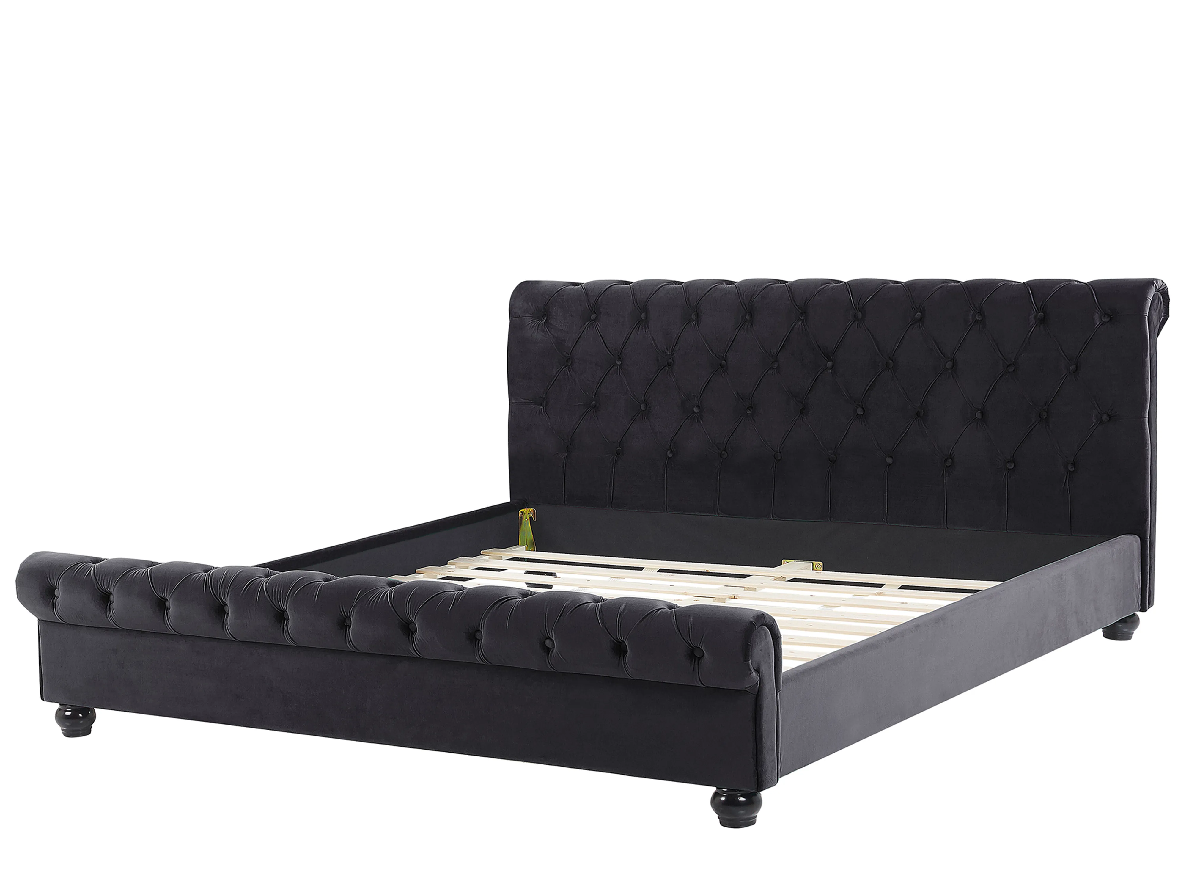 Bed Fluweel AVALLON 180 x 200 cm Zwart
