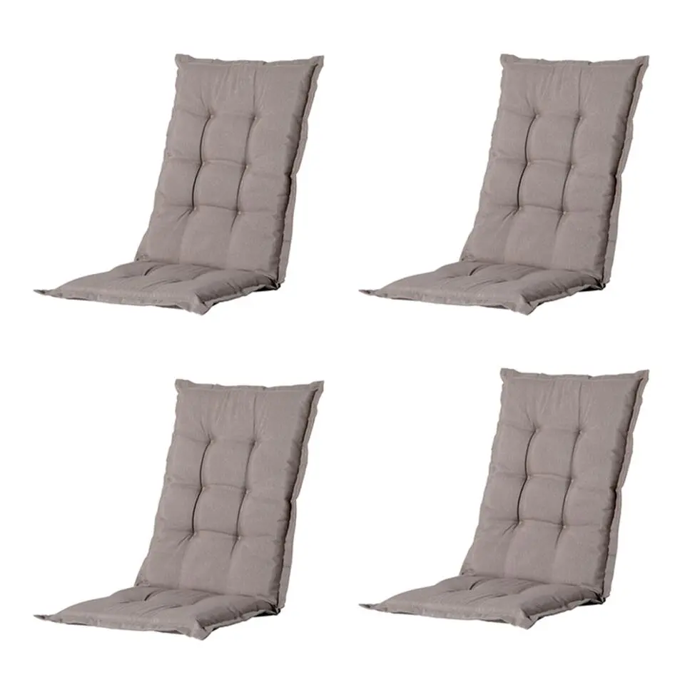 Madison - Tuinstoelkussen Hoge Rug Basic taupe - Ca. 123x50 cm - Set van 4