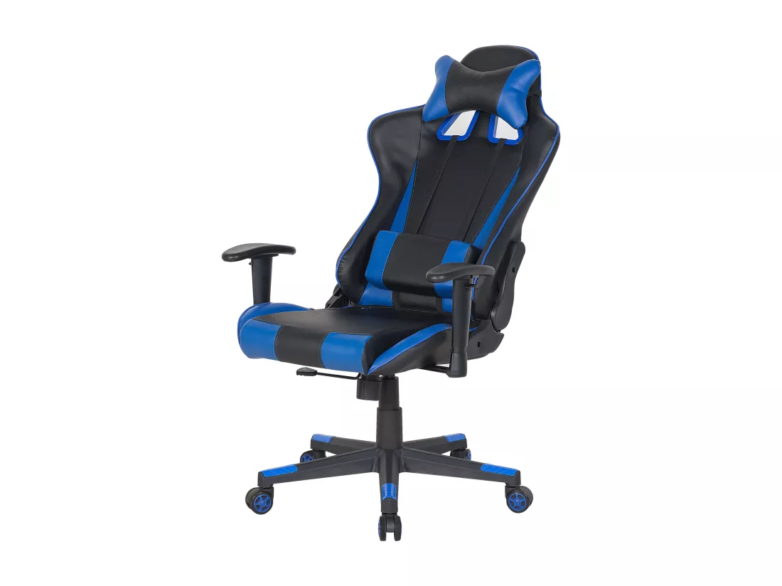 Chaise de bureau GAMER Cuir PU Bleu foncé
