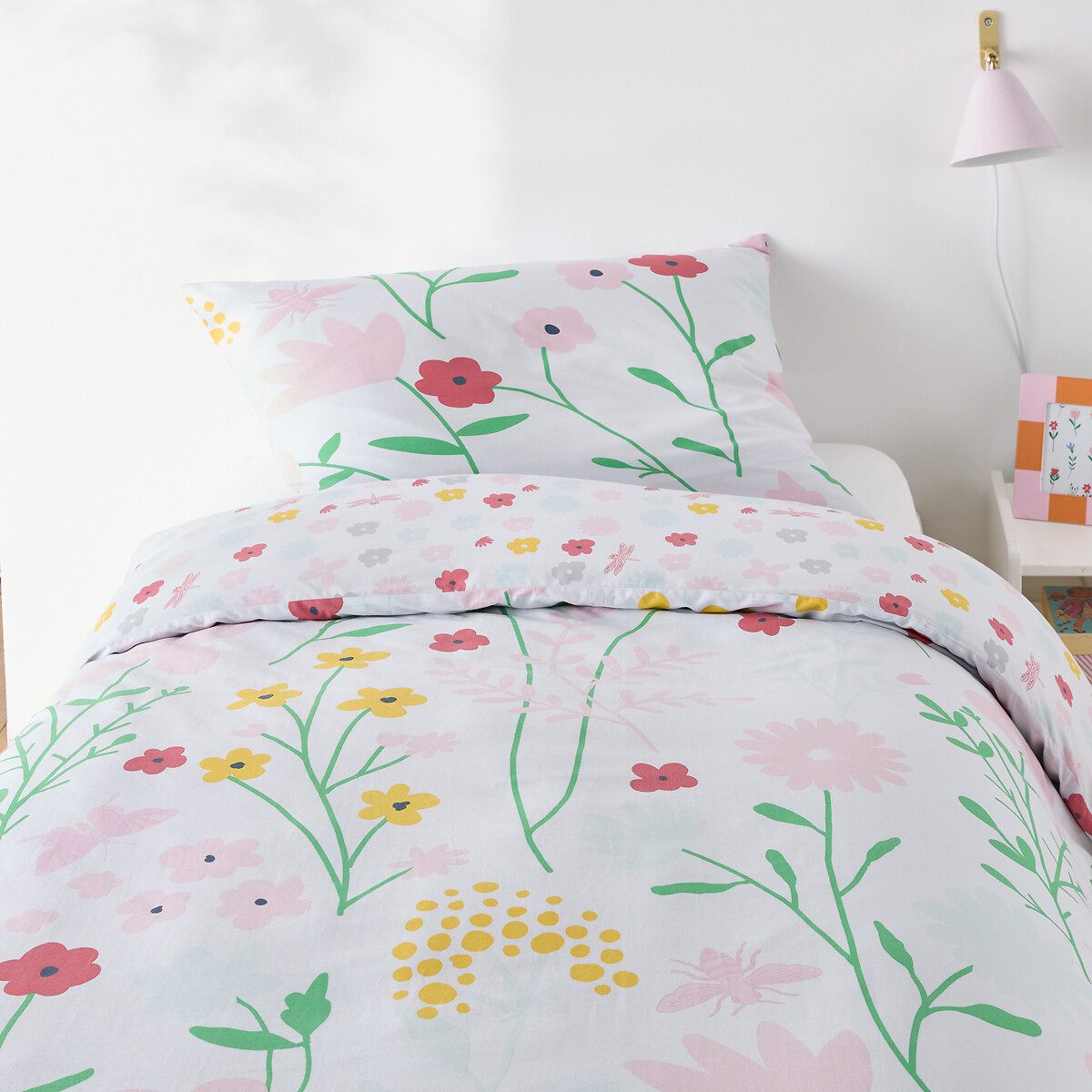 SO'HOME<br>Conjunto de cama infantil em algodão, fronha retangular. Flores