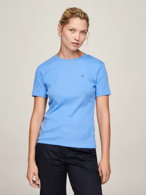 Camiseta Slim Canelada com Bordado de Bandeira