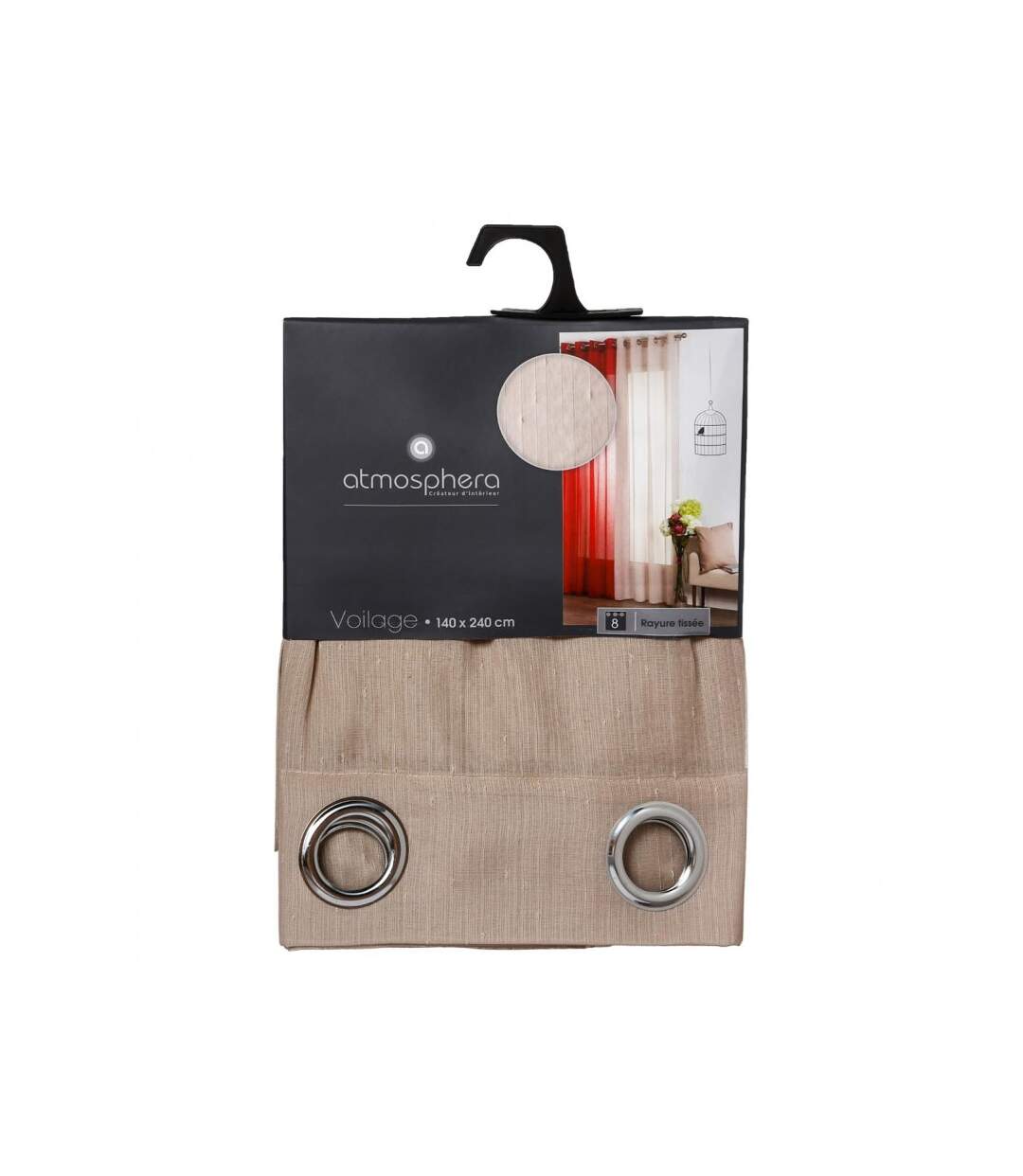 Rideau Voilage Rayure 140x240cm Lin