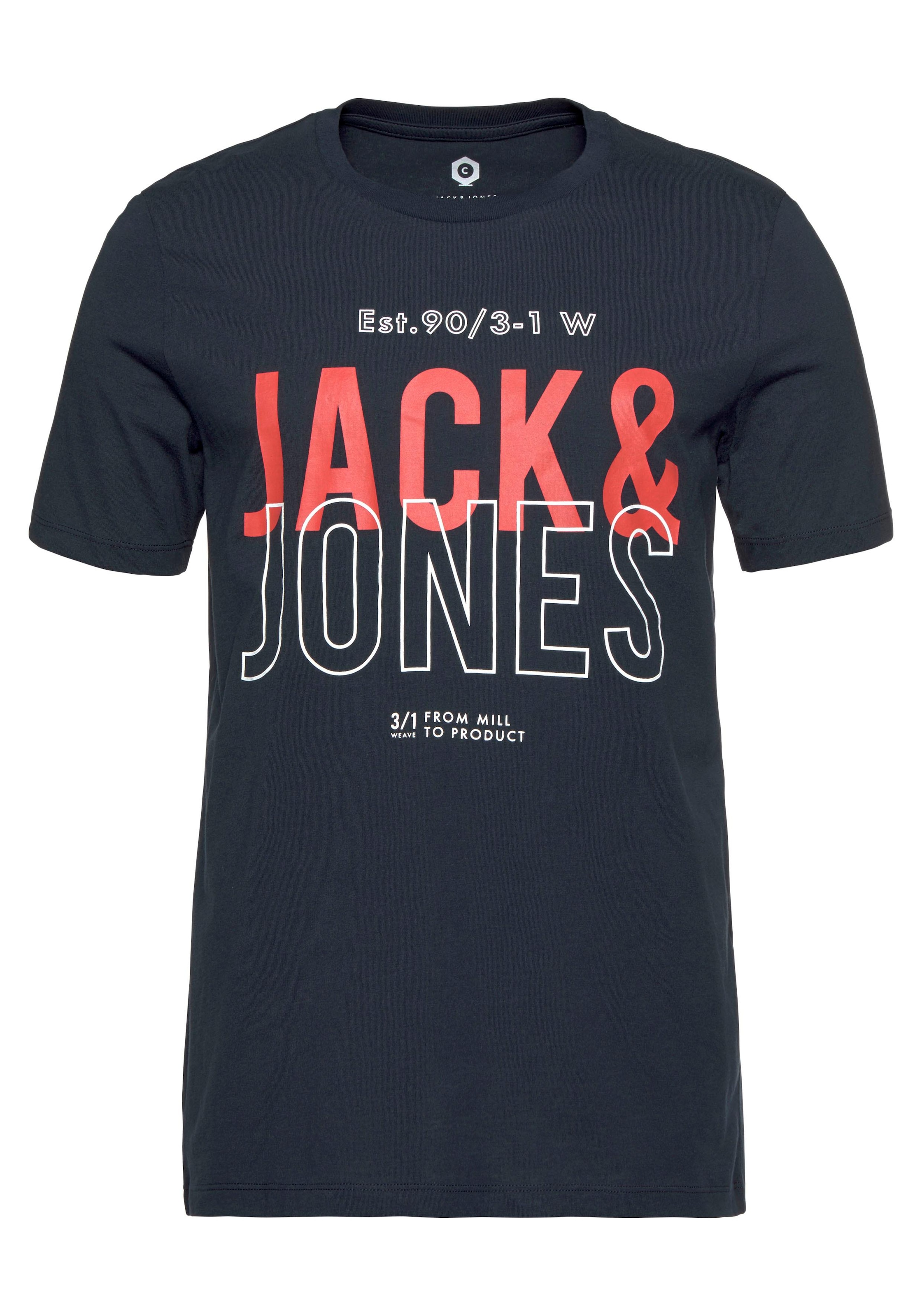 Jack & Jones T-Shirt »JCOKOMPO Kurzarm-Design mit Print und optimaler Passform«, Print, modisch, regular fit, Baumwolle, Rundhals