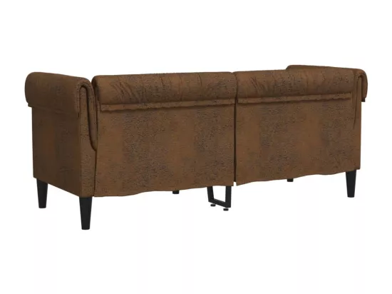 Canapé Chesterfield 2 places marron tissu