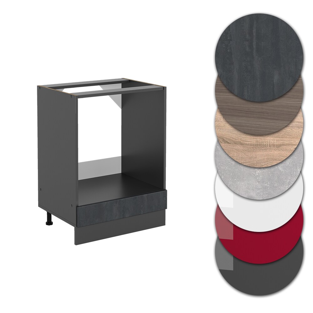 Vicco Herdumbauschrank R-Line Schwarz Beton Anthrazit 60 cm mit Arbeitsplatte Anthrazit