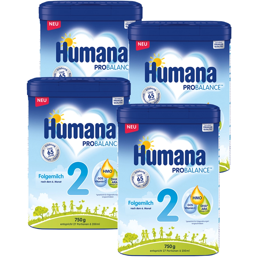 Humana Folgemilch 2 Probalance 4x 750 g ab dem 6. Monat