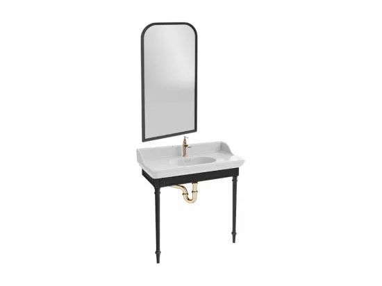 Console JACOB DELAFON Cléo 1889 avec plan vasque + miroir + robinet lavabo or + siphon or