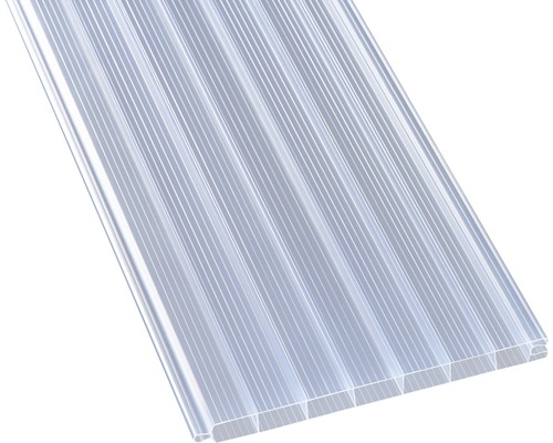 PVC holle kamerpaneel met messing en groef, helder, 2000 mm x 200 mm x 16 mm