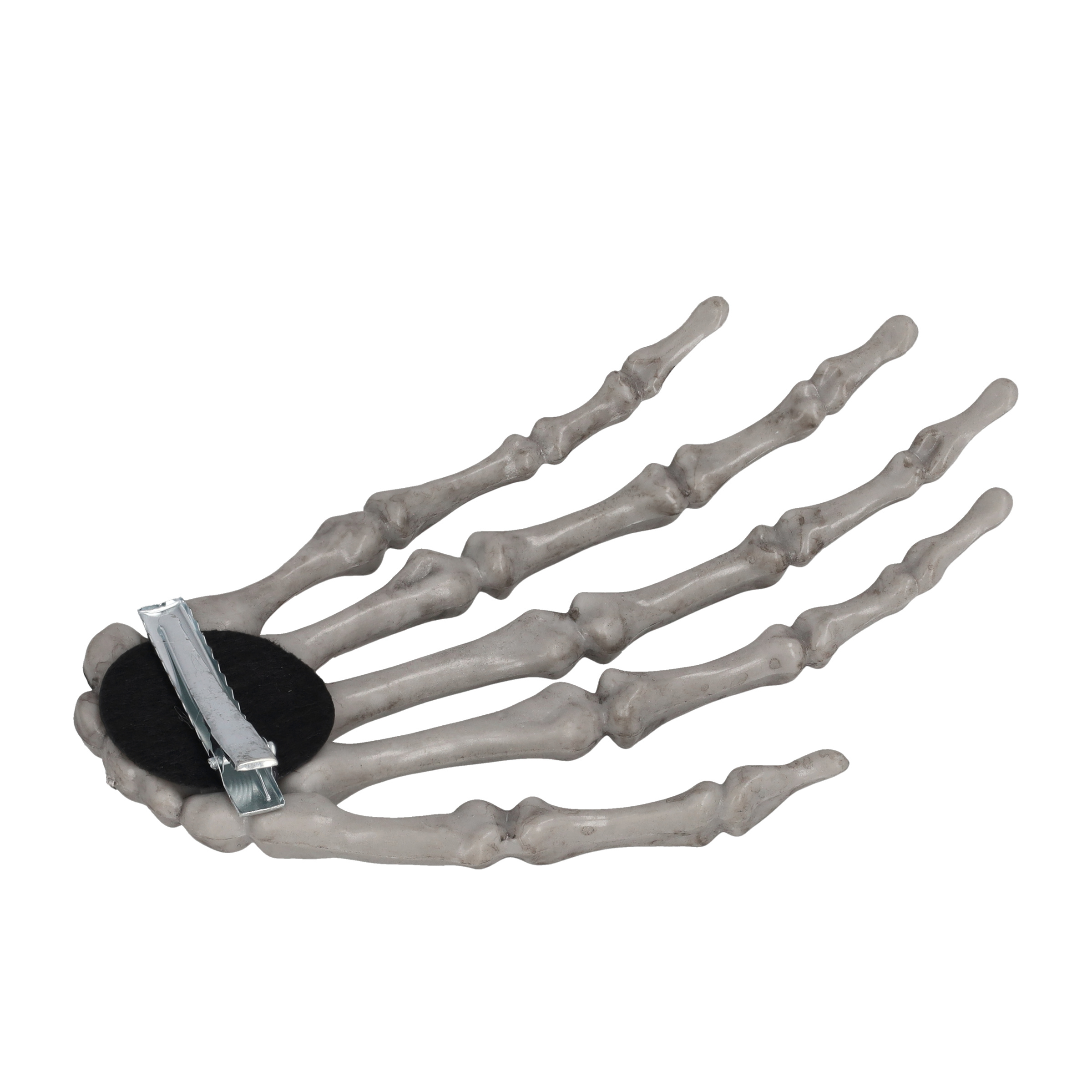 (15x9cm) Grusel Skelett Hand Haarklammer Fasnachts Kostüm Zubehör Motto Party Gothic Accessoire Halloween Foto Requisite - Grau