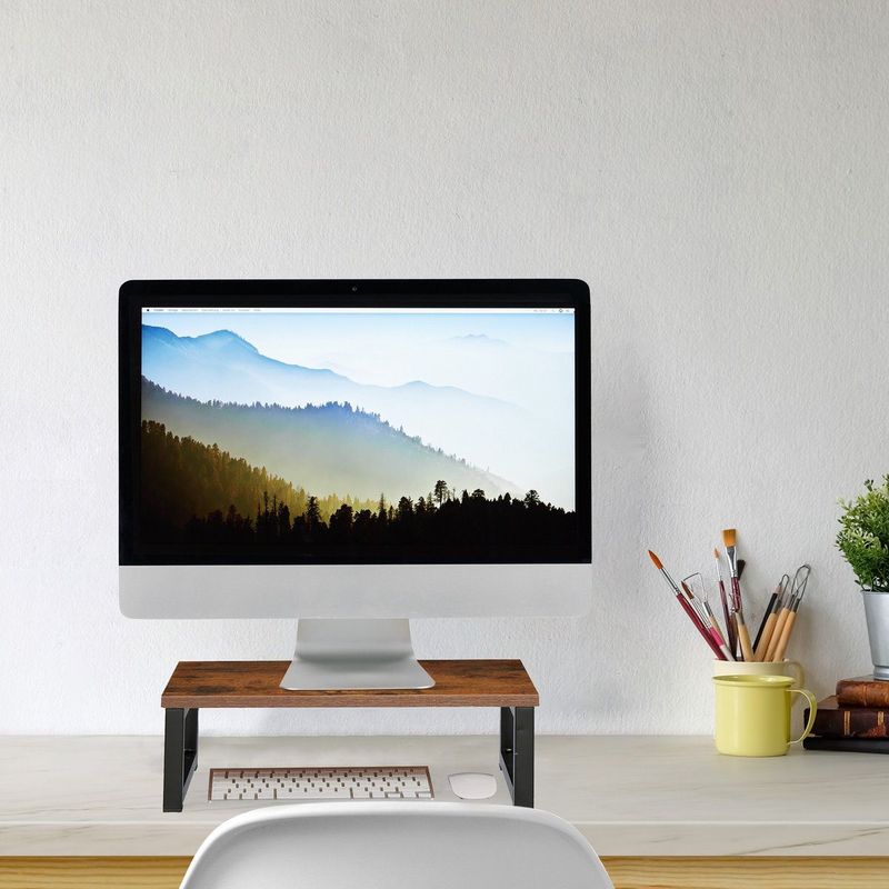Relaxdays - Monitorstandaard - Bruin - Ergonomisch Ontwerp