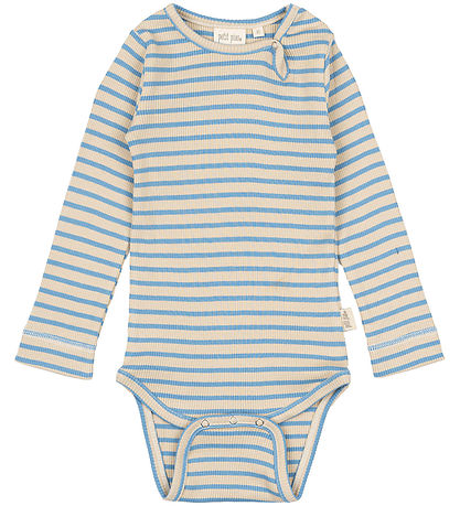 Petit Piao Body l/ä - Rib - Modal - Allure Blue/Dark Off White
