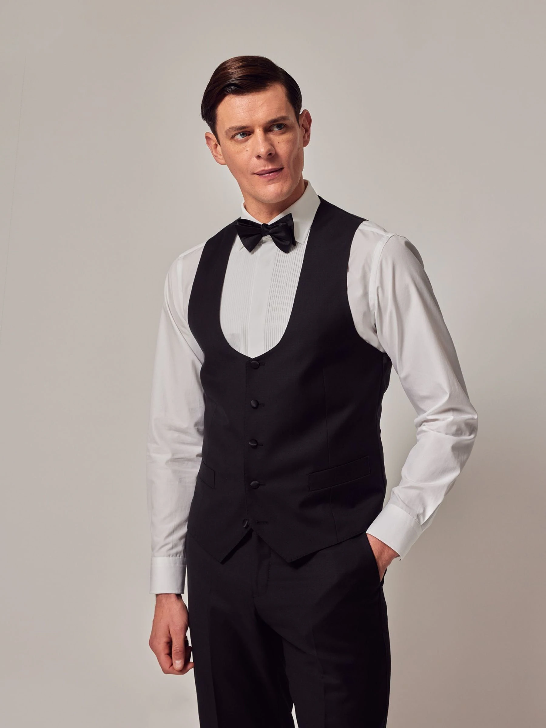 Hawes & Curtis slim-fit zwart diner gilet