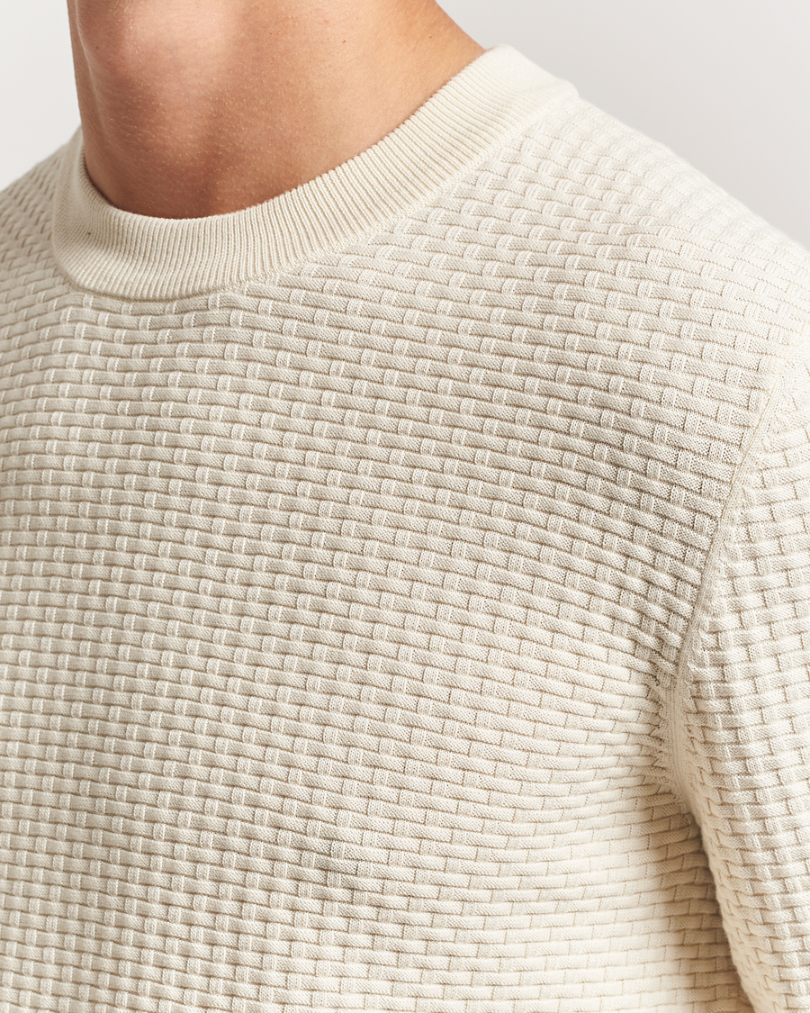 BOSS BLACK Imberto Structured Knitted Sweater Open White